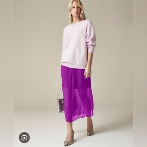 J Crew Skirt Gwyneth Layered Slip Skirt Purple Crinkle Chiffon Size Large Midi